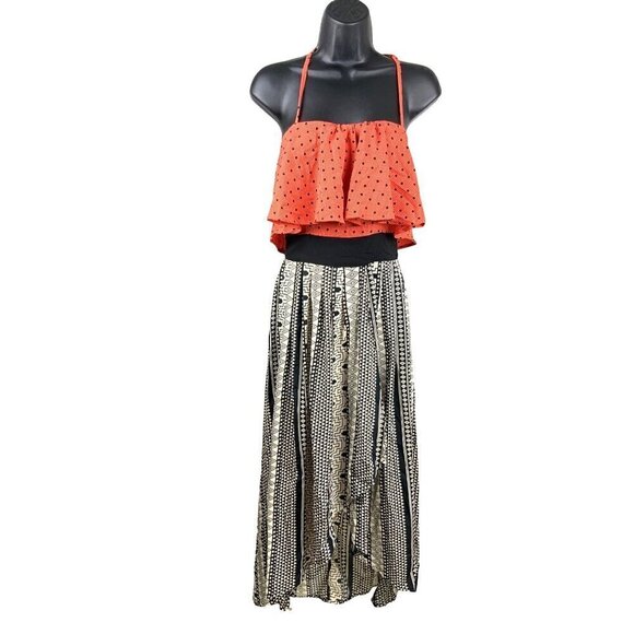 Fun & Flirt long dress women’s medium high low hem mock wrap front - Picture 4 of 8